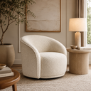 Ver imagem 2 de Poltrona Giratória 87cm Heidi Bouclé Nobre Off White - Sallar Home