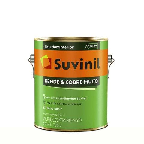 Tinta Acrílica Suvinil Fosco Rende e Cobre Muito Standard 3,6l