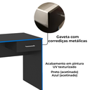 Ver imagem 5 de Mesa Escrivaninha Gamer 1 Gaveta 160 Cm Preto Azul Arly