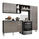 Ver imagem 1 de Cozinha Compacta Multimóveis Pequim Up FG3412 com 2 Leds Armário e Balcão Preta/Lacca Fumê