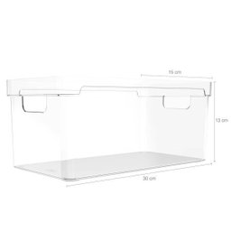Organizador Multiuso Empilhável 30x15x13cm Caixa Organizadora Transparente com Alças Clear Ou - 3