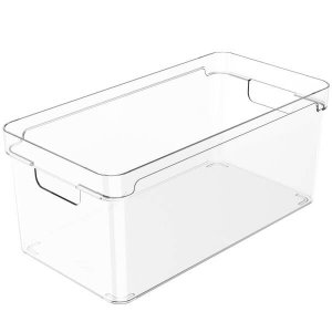 Organizador Multiuso Empilhável 30x15x13cm Caixa Organizadora Transparente com Alças Clear Ou