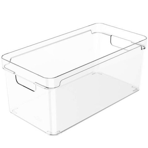 Organizador Multiuso Empilhável 30x15x13cm Caixa Organizadora Transparente com Alças Clear Ou