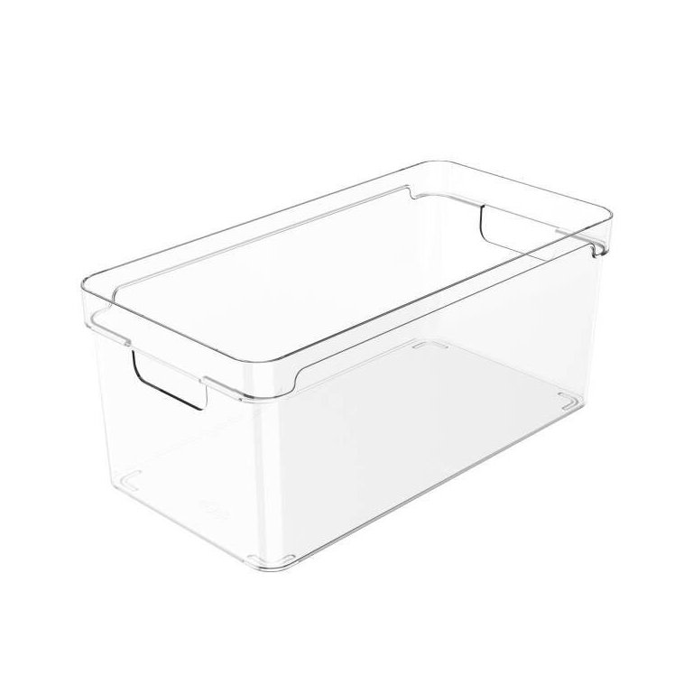 Organizador Multiuso Empilhável 30x15x13cm Caixa Organizadora Transparente com Alças Clear Ou
