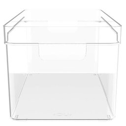 Organizador Multiuso Empilhável 30x15x13cm Caixa Organizadora Transparente com Alças Clear Ou - 5
