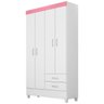 Guarda-Roupa Meraki com 4 Portas e 2 Gavetas Branco / Rosa Flex Dst - 1