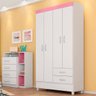Guarda-Roupa Meraki com 4 Portas e 2 Gavetas Branco / Rosa Flex Dst - 10