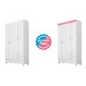 Guarda-Roupa Meraki com 4 Portas e 2 Gavetas Branco / Rosa Flex Dst - 5