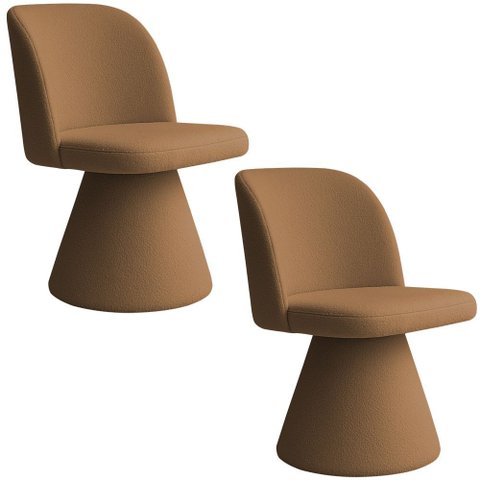 Kit 02 Cadeiras de Jantar Giratória Liz Bouclé Terracota - Nexta Casa