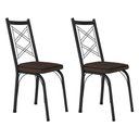 Ver imagem 1 de Kit 2 Cadeiras de Cozinha Delaware Estampado Imbuia Pés de Ferro Preto