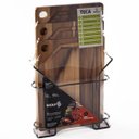 Ver imagem 3 de Kit 3 Tábuas de Corte Madeira Teca com Suporte Aramado de Metal Preto Stolf