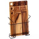 Ver imagem 1 de Kit 3 Tábuas de Corte Madeira Teca com Suporte Aramado de Metal Preto Stolf