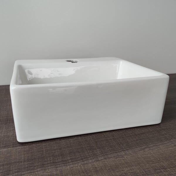 Cuba De Cerâmica Retangular 29,5cmx34cm Pia Banheiro Lavabo Eco Metais Branca - 7