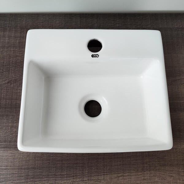 Cuba De Cerâmica Retangular 29,5cmx34cm Pia Banheiro Lavabo Eco Metais Branca - 4