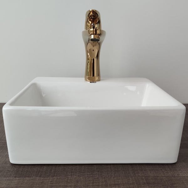 Cuba De Cerâmica Retangular 29,5cmx34cm Pia Banheiro Lavabo Eco Metais Branca - 5