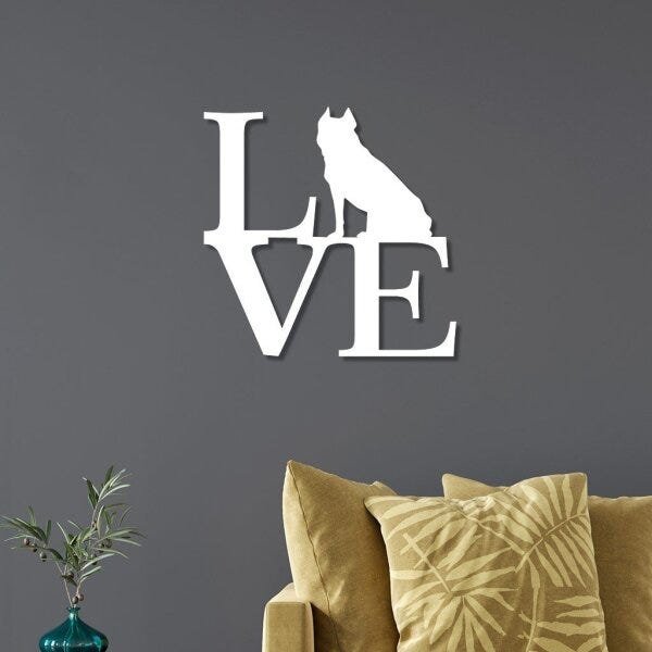 Escultura de Parede em MDF Love Cachorro Sentado - 1