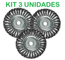 Ver imagem 1 de Kit 3 Unidades Escova Aço Carbono Circular Fio Torcido 100mm Diâmetro e Furo 22,2mm