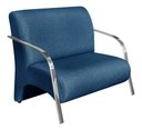 Ver imagem 2 de Conjunto Sevilha 2 Poltronas + 1 Namoradeira Braço Metal Decoração Recepção Sala - Linho Azul