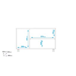 Balcão para Escritório Baixo Pequeno 3 Portas com Rodízio Bho 25 - 5