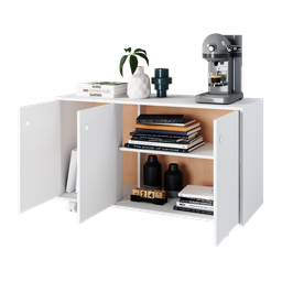 Balcão para Escritório Baixo Pequeno 3 Portas com Rodízio Bho 25 - 4