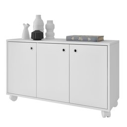Balcão para Escritório Baixo Pequeno 3 Portas com Rodízio Bho 25 Branco - 10 Balcão para Escritório Baixo Pequeno 3 Portas com Rodízio Bho 25 Branco - 10