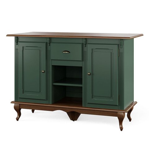 Mesa Ilha para Cozinha com 2 Portas, 1 Gaveta e Nicho Hannover - M560705 Cor Laca - Verde Musgo