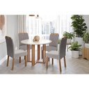 Ver imagem 1 de Sala de Jantar Completa Flora Tampo Madeirado C/ Vidro 109cm e 4 Cadeiras Paola Nature/off White -
