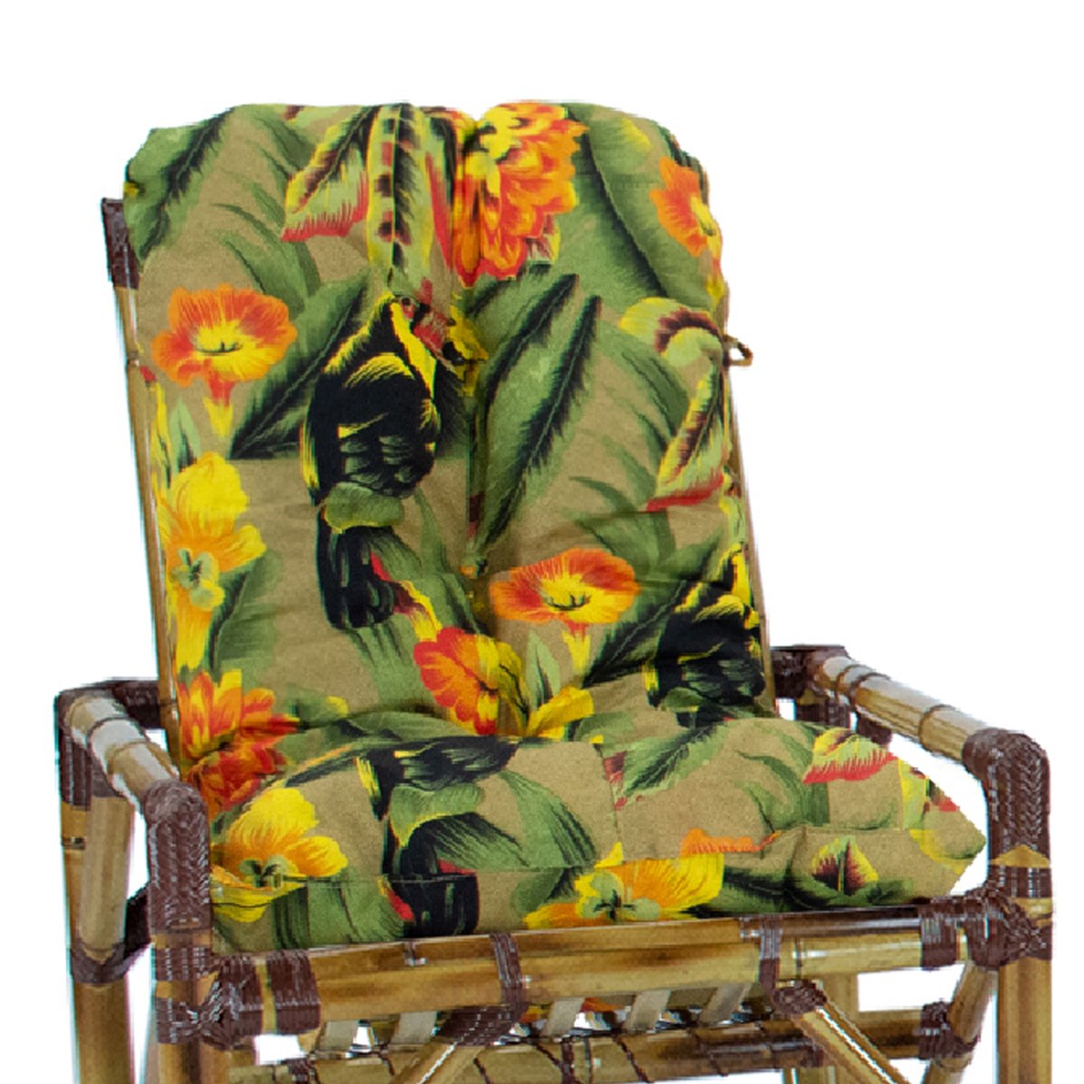 Kit 2 Cadeiras de Bambu + Mesa de Centro Área Interna e Externa Cor Floral T13 - 2