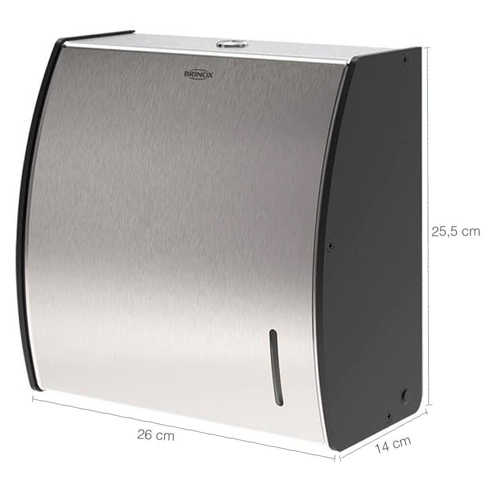Dispenser de Papel Toalha Interfolhado para Banheiro Porta Toalha Decorline Brinox Aço Inox e Preto - 3