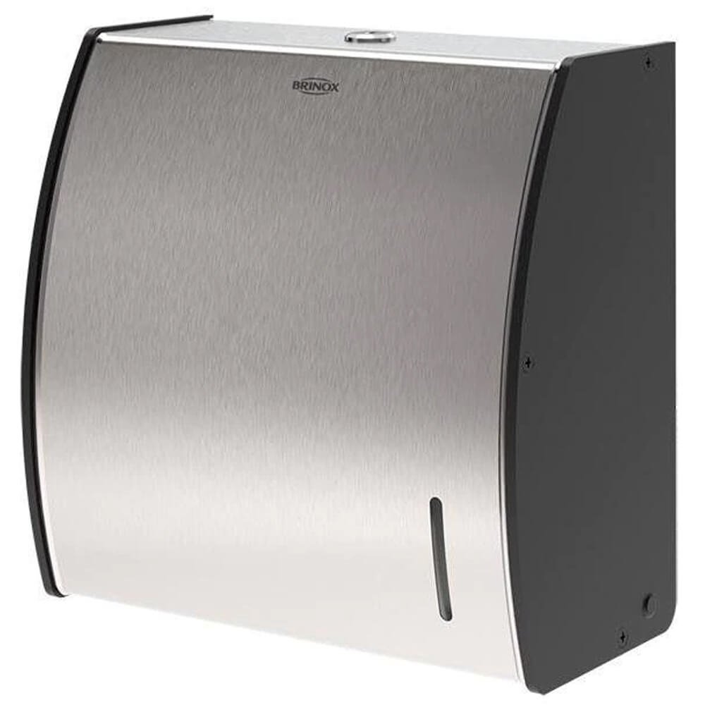 Dispenser de Papel Toalha Interfolhado para Banheiro Porta Toalha Decorline Brinox Aço Inox e Preto - 1