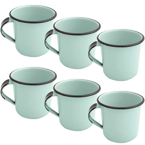Jogo de Xícaras Café Caneca Esmaltada 400ml Caneca de Agata Verde Baby