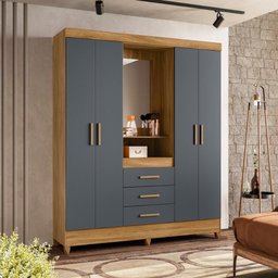 Guarda Roupa com Espelho Cairo Freijo Cinza - 1