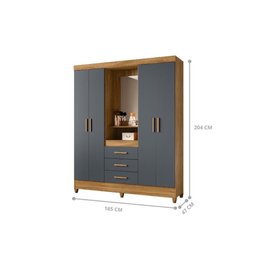 Guarda Roupa com Espelho Cairo Freijo Cinza - 3