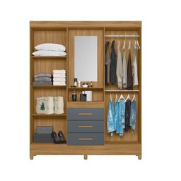 Guarda Roupa com Espelho Cairo Freijo Cinza - 4