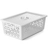 Caixa Cesto Organizador Empilhável Grande Com Tampa Alças Laterais UZ Branco - 1