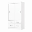 Ver imagem 2 de Guarda Roupas Infantil/Juvenil 2 Portas Deslizantes 4 Gavetas Bella Branco