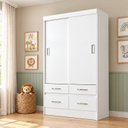 Ver imagem 5 de Guarda Roupas Infantil/Juvenil 2 Portas Deslizantes 4 Gavetas Bella Branco