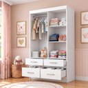 Ver imagem 4 de Guarda Roupas Infantil/Juvenil 2 Portas Deslizantes 4 Gavetas Bella Branco