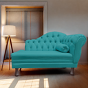 Ver imagem 2 de Recamier Sofá Esquerdo Larissa 120cm Sala Suede Azul Turquesa - Incasa Decor