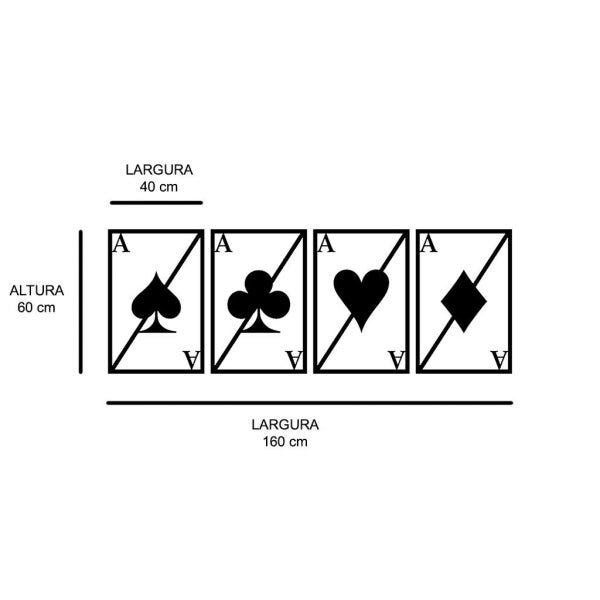 Conjunto 4 Quadros Vazados em MDF Baralho - 4