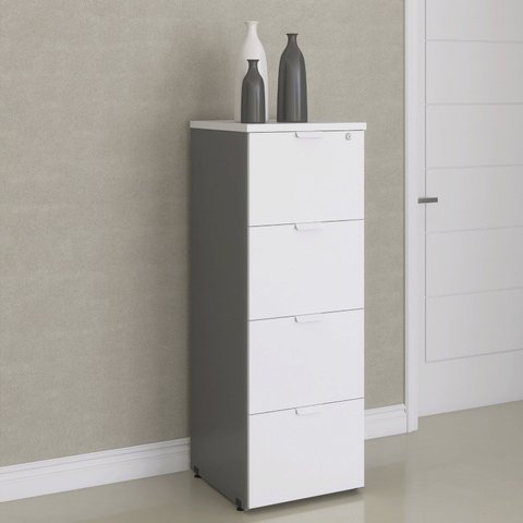 Arquivo para Pasta Suspensa com Chave 4 Gavetas P25 128cmx45,7cmx47,3cm Grafito Branco