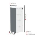 Ver imagem 4 de Arquivo para Pasta Suspensa com Chave 4 Gavetas P25 128cmx45,7cmx47,3cm Grafito Branco