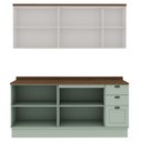 Ver imagem 3 de Cozinha Completa 4PÇS 9 Pts 3 Gav Iluminata Verde/Bco/Ebano
