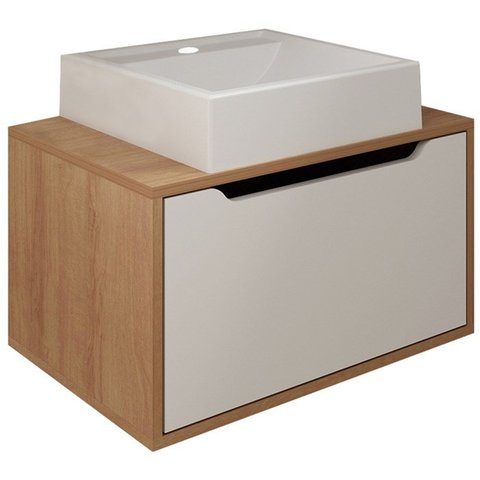 Gabinete com Cuba para Banheiro Bn3630x46 Amendoa Branco Tecno Mobili