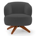 Ver imagem 5 de Poltrona Decorativa Orgânica Living Have Base Madeira Giratória Bouclê Grafite - Desk Design