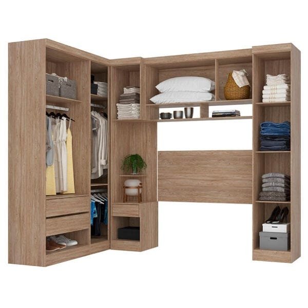 Conjunto de Quarto Solteiro Modulado Juci com 8 Portas Nogal Touch Dst - 5