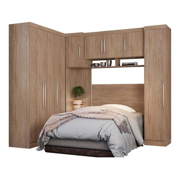 Conjunto de Quarto Solteiro Modulado Juci com 8 Portas Nogal Touch Dst - 2