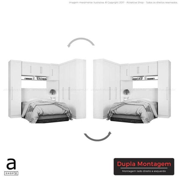 Conjunto de Quarto Solteiro Modulado Juci com 8 Portas Nogal Touch Dst - 6