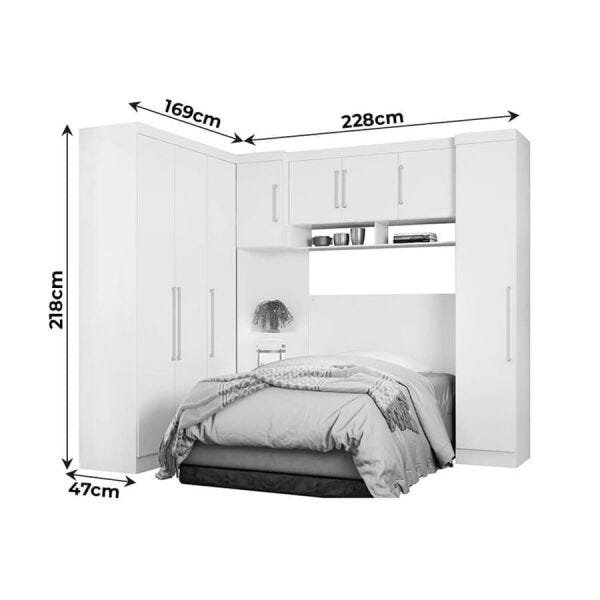 Conjunto de Quarto Solteiro Modulado Juci com 8 Portas Nogal Touch Dst - 8