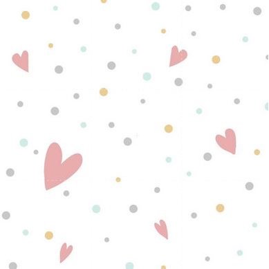 Papel De Parede Adesivo Bolinhas Coração N03146 0,58x1,50m - 1